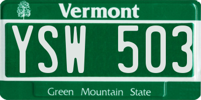 VT license plate YSW503