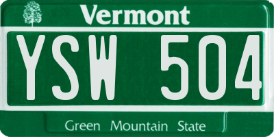 VT license plate YSW504
