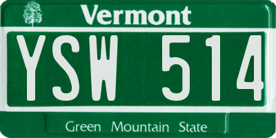 VT license plate YSW514