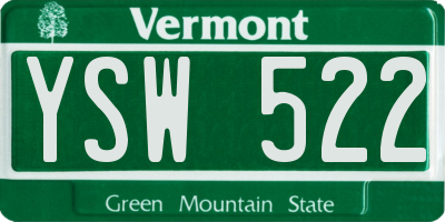 VT license plate YSW522