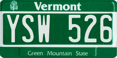 VT license plate YSW526
