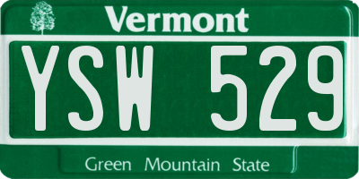 VT license plate YSW529