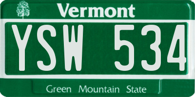 VT license plate YSW534