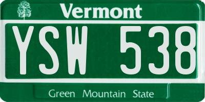 VT license plate YSW538