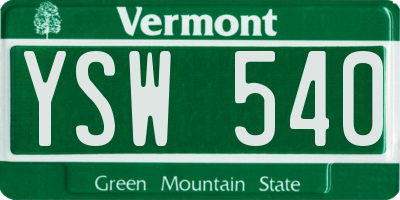 VT license plate YSW540