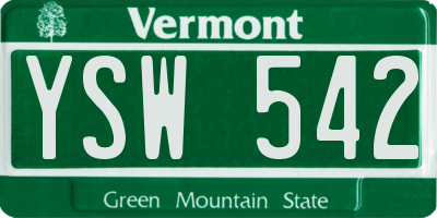 VT license plate YSW542