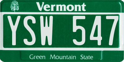 VT license plate YSW547