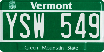 VT license plate YSW549