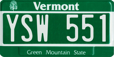 VT license plate YSW551