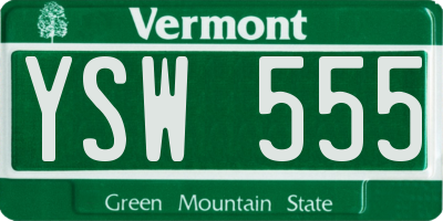 VT license plate YSW555