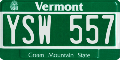 VT license plate YSW557