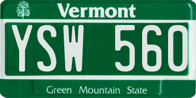 VT license plate YSW560