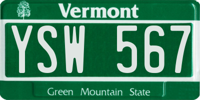 VT license plate YSW567