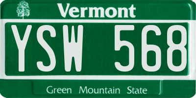 VT license plate YSW568