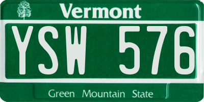 VT license plate YSW576
