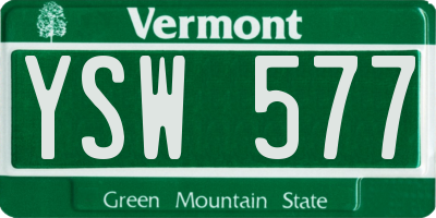 VT license plate YSW577