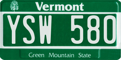 VT license plate YSW580