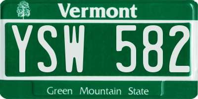 VT license plate YSW582