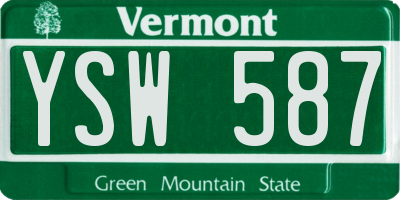 VT license plate YSW587