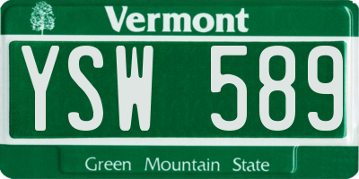 VT license plate YSW589