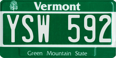 VT license plate YSW592