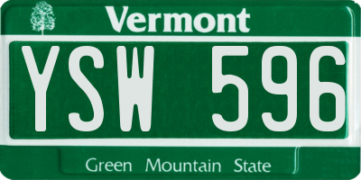 VT license plate YSW596