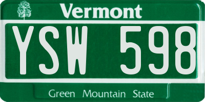 VT license plate YSW598