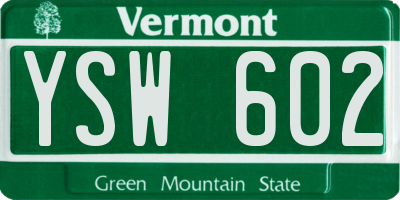 VT license plate YSW602