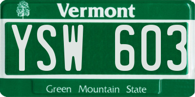VT license plate YSW603