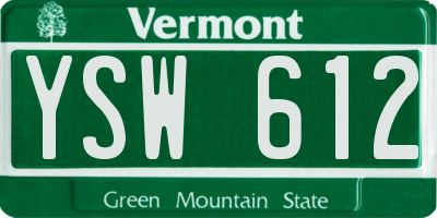 VT license plate YSW612