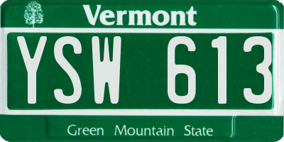 VT license plate YSW613
