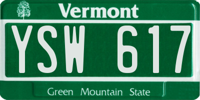 VT license plate YSW617