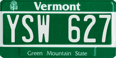VT license plate YSW627