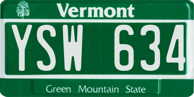 VT license plate YSW634