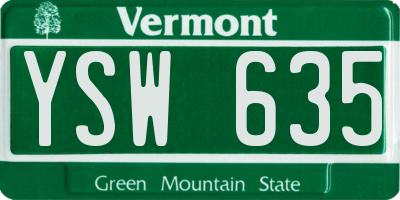 VT license plate YSW635