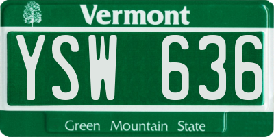 VT license plate YSW636