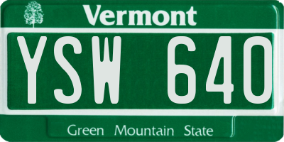VT license plate YSW640