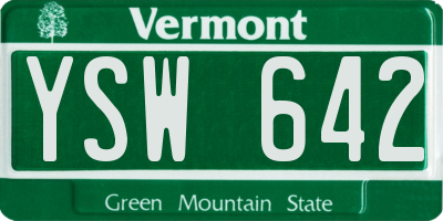 VT license plate YSW642