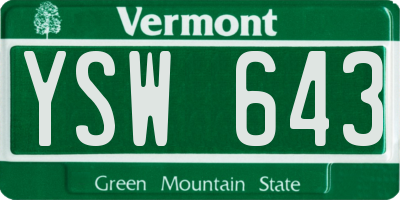 VT license plate YSW643