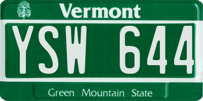 VT license plate YSW644