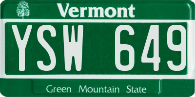 VT license plate YSW649