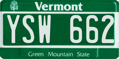 VT license plate YSW662