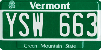 VT license plate YSW663