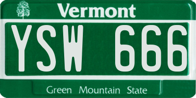 VT license plate YSW666