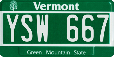 VT license plate YSW667