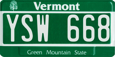 VT license plate YSW668