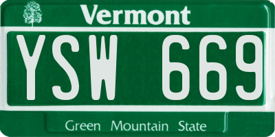 VT license plate YSW669