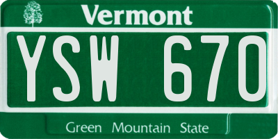 VT license plate YSW670