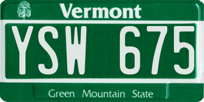 VT license plate YSW675