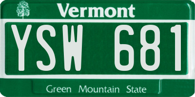 VT license plate YSW681